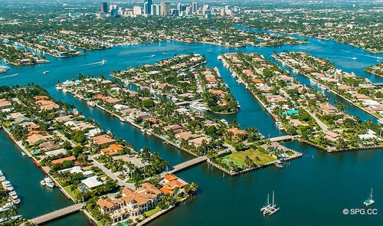 oeste-aerial-view-of-the-lujo frente al mar-Casas-de-puerto-playa - Fort Lauderdale - Florida-33316