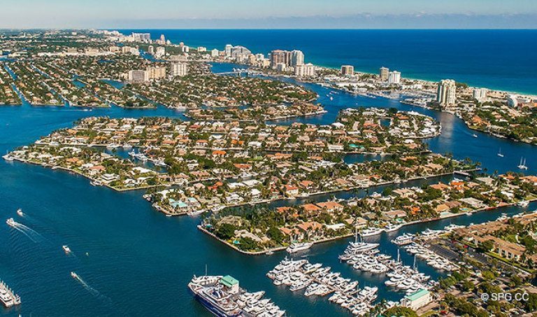 noreste-aerial-view-of-the-lujo frente al mar-Casas-de-puerto-playa - Fort Lauderdale - Florida-33316