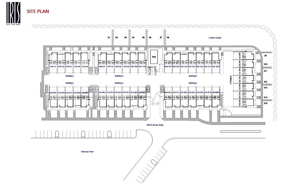 Siteplan for Iris on the Bay, Luxury Waterfront Townhomes Located at 25 North Shore Drive, Miami Beach, Florida 33141