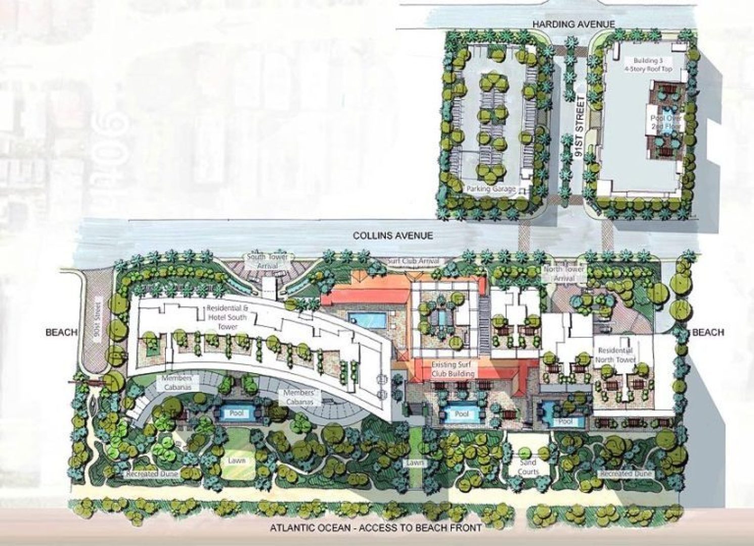 Siteplan for The Surf Club, Luxury Oceanfront Condominiums Located at 9011 Collins Avenue Surfside, Florida 33154