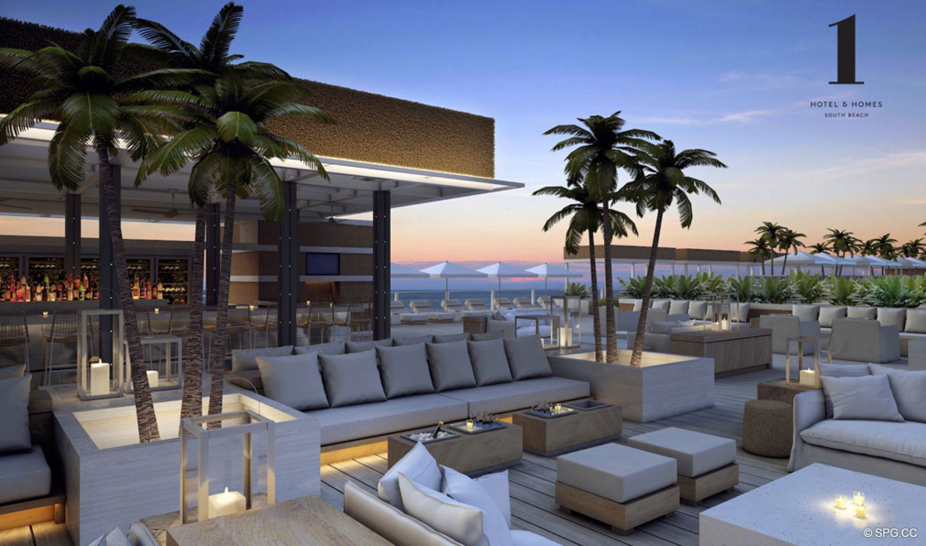 Beachfront Lounge bei 1 Hotel & Homes South Beach, Luxury Oceanfront Condominiums auf 2399 Collins Ave, Miami Beach, FL 33139 gelegen
