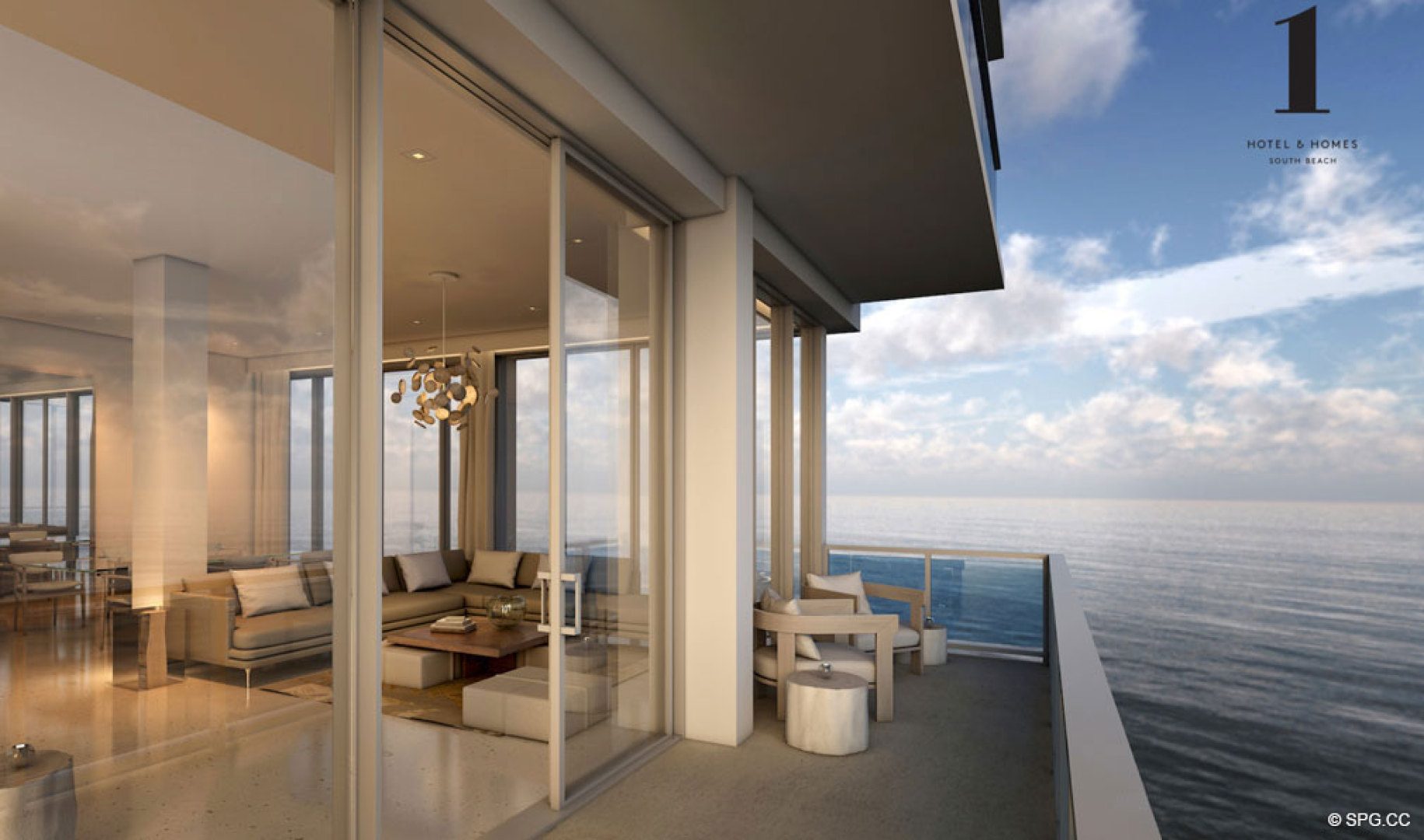 Visualizações Penthouse em 1 Hotel & Homes South Beach, Luxury Oceanfront Condominiums Localizado na 2399 Collins Ave, Miami Beach, FL 33139