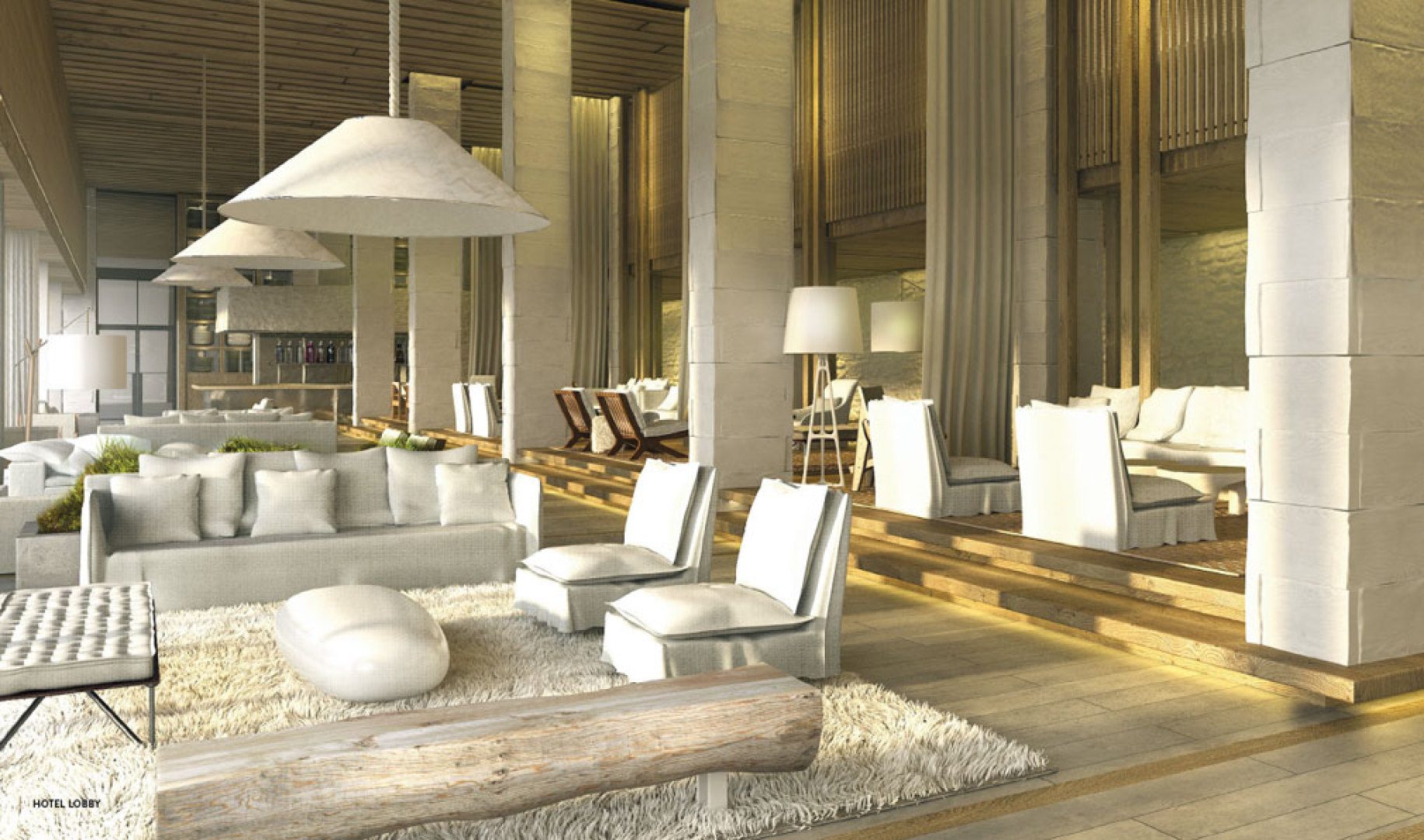 Lounge en 1 Hotel & Homes South Beach, frente al mar Condominios de lujo situado en 2399 Collins Ave, Miami Beach, FL 33139