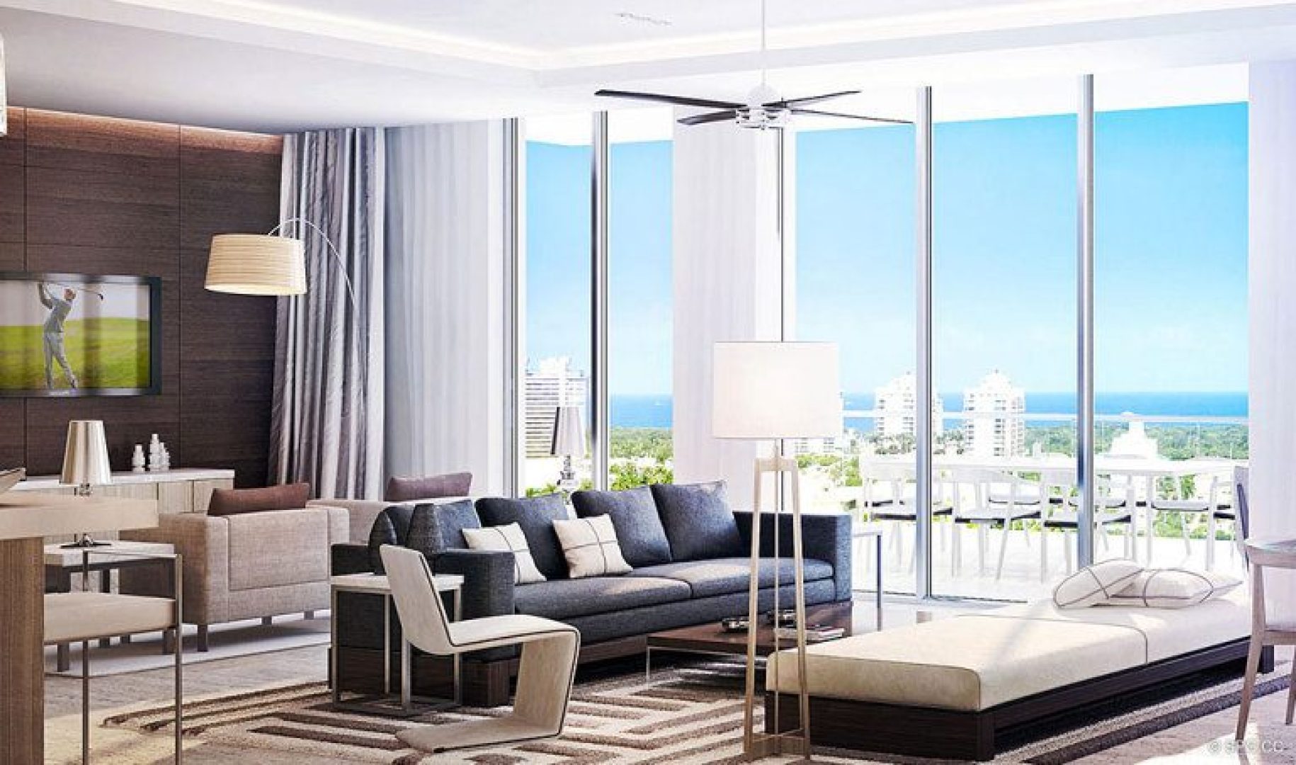 Floor to Ceiling Glass at Riva, Luxury Waterfront Condos in Fort Lauderdale, Florida 33304.