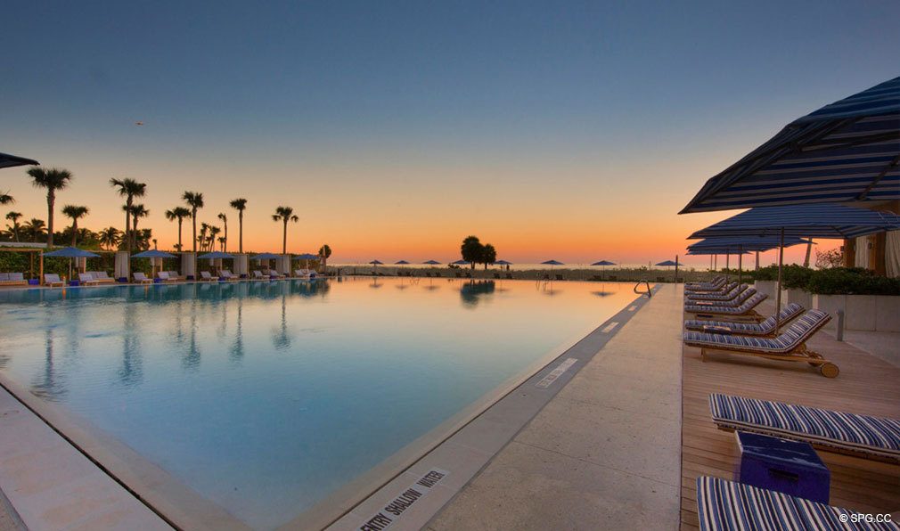 Pool Area Sunrise at Oceana Key Biscayne, Luxury Oceanfront Condos in Miami, Florida 33149
