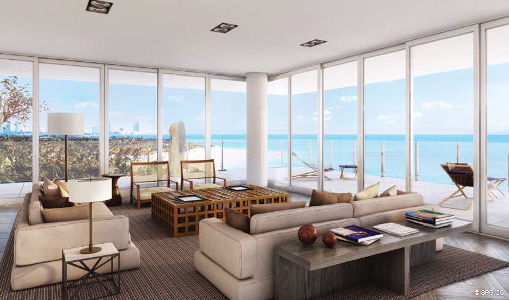 Living Room Design inside Oceana Key Biscayne, Luxury Oceanfront Condos in Miami, Florida 33149