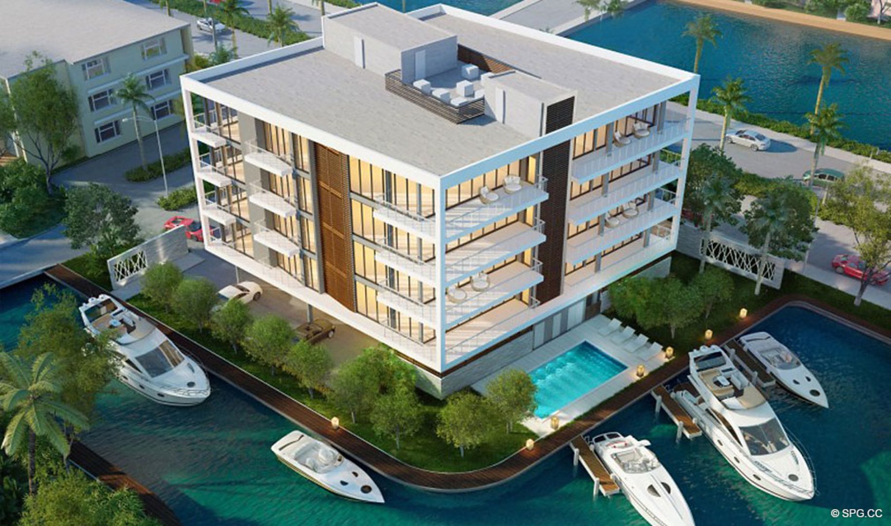 Aerial Intracoastal View of 1800 Las Olas, Luxury Waterfront Condos in Fort Lauderdale, Florida 33301