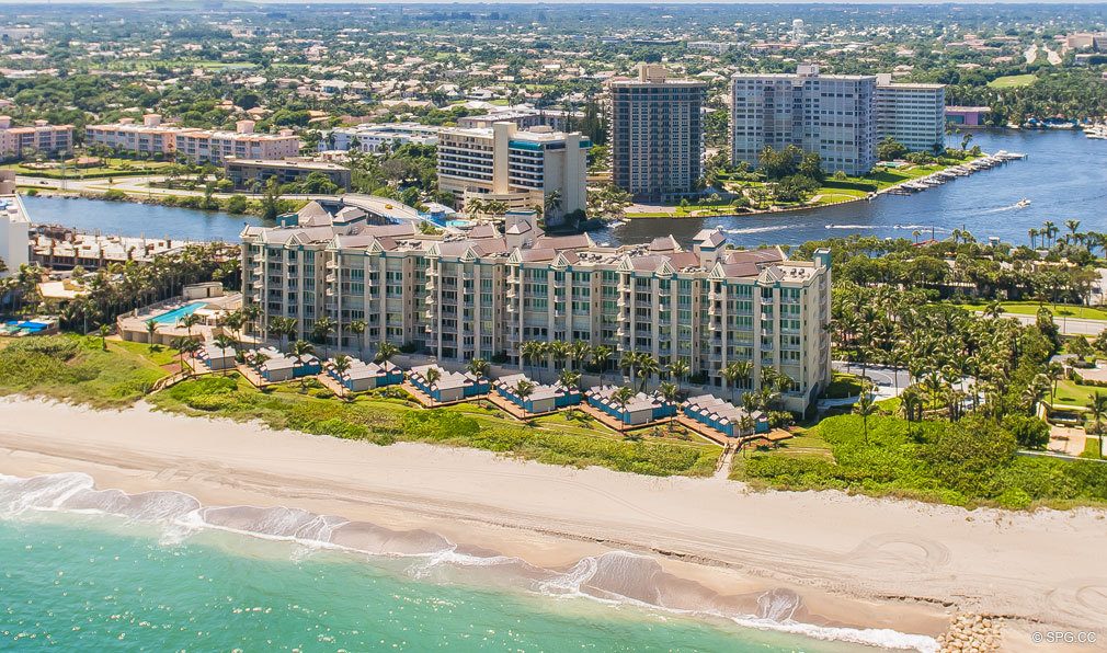 Aerial View of Presidential Place, Luxury Oceanfront Condos in Boca Raton, Florida 33432