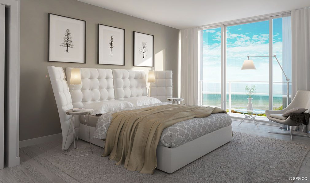 Master Bedroom inside Aura Pompano Beach, Luxury Seaside Condos in Pompano Beach, FL 33062