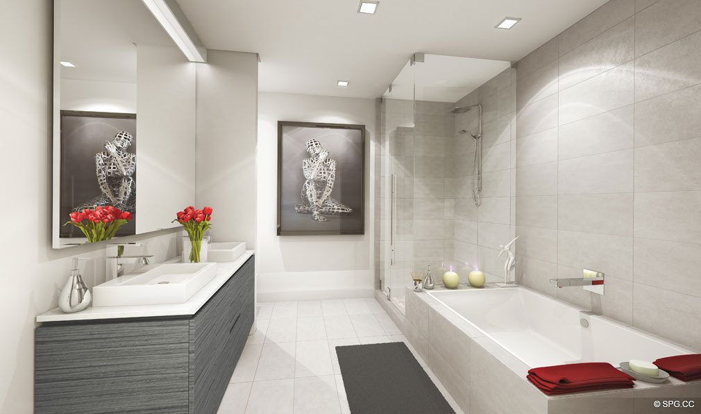 Relaxing Master Bath in Bond on Brickell, Luxury Seaside Condos in Miami, Florida 33131