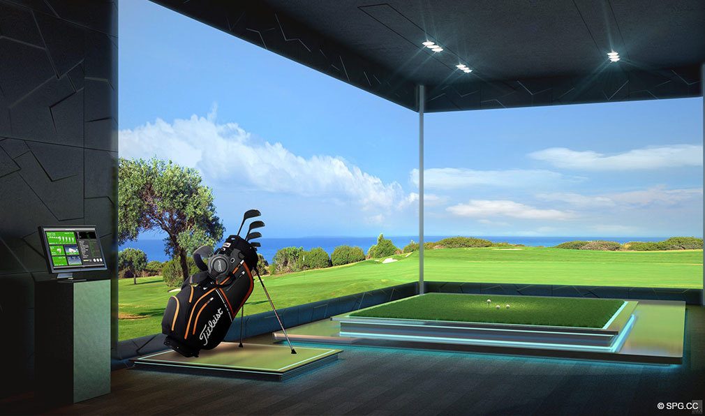 Golf Simulator at Estates at Acqualina, Luxury Oceanfront Condos in Sunny Isles Beach, Florida 33160