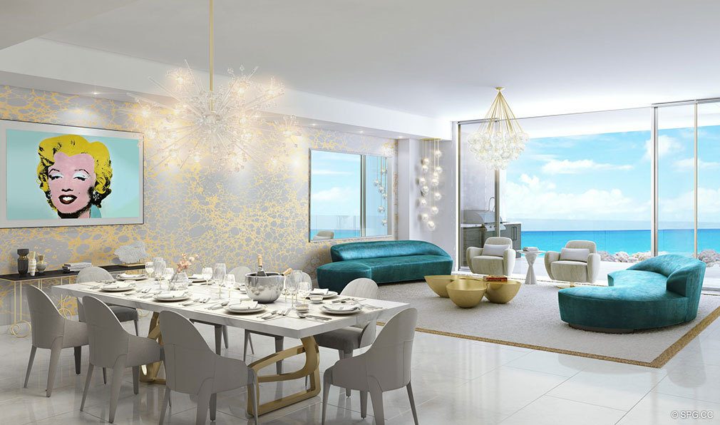 Vecchio Living Room in Estates at Acqualina, Luxury Oceanfront Condos in Sunny Isles Beach, Florida 33160
