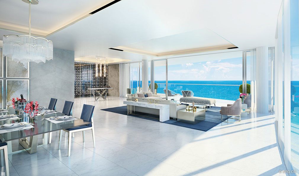 Milano Living Room in Estates at Acqualina, Luxury Oceanfront Condos in Sunny Isles Beach, Florida 33160