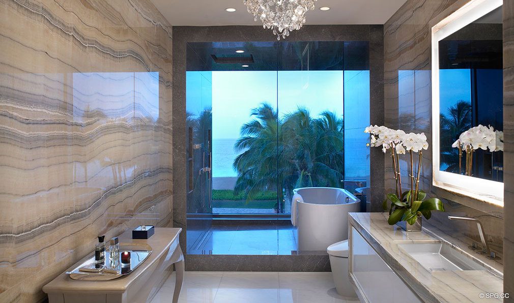 Model Master Bath in Estates at Acqualina, Luxury Oceanfront Condos in Sunny Isles Beach, Florida 33160