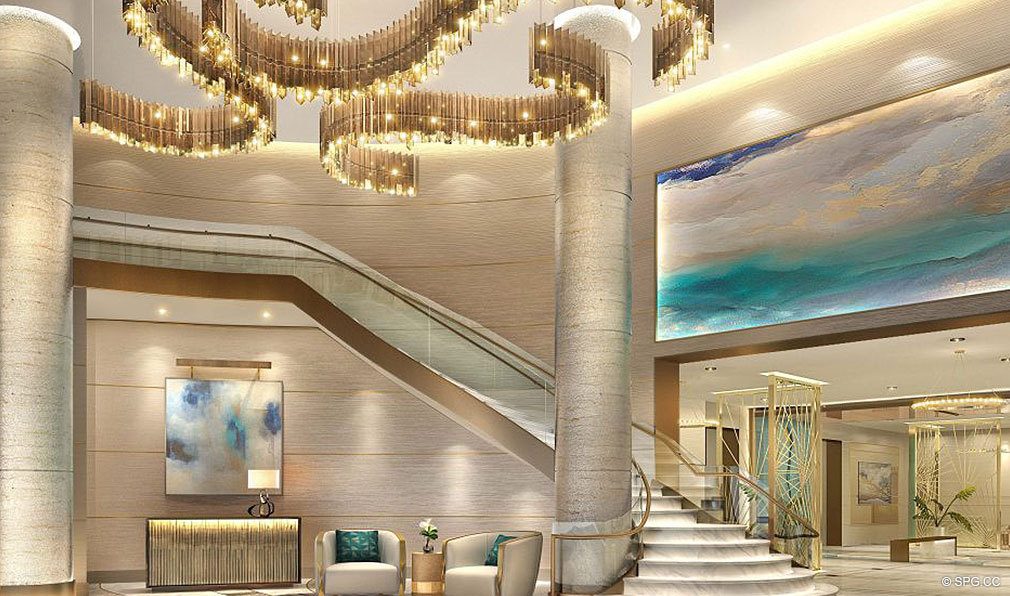 Lobby Grand Staircase inside The Residences at Mandarin Oriental, Luxury Condos in Boca Raton, Florida