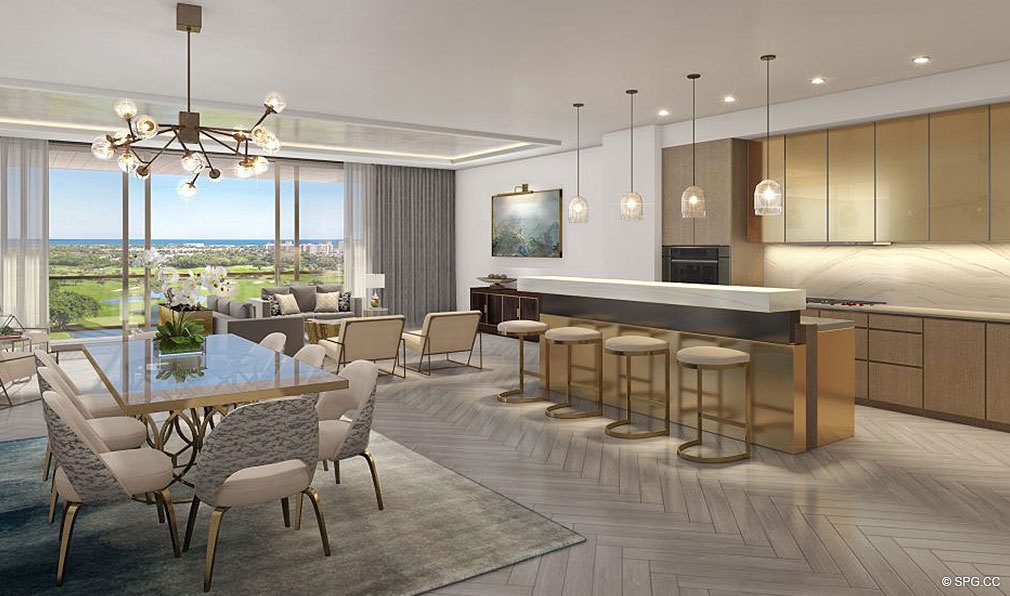 Residence Kitchen and Dninig Room in The Residences at Mandarin Oriental, Luxury Condos in Boca Raton, Florida