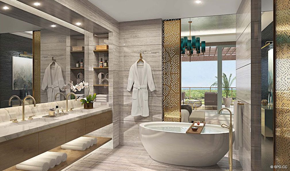 Luxurious Master Bath in The Residences at Mandarin Oriental, Luxury Condos in Boca Raton, Florida