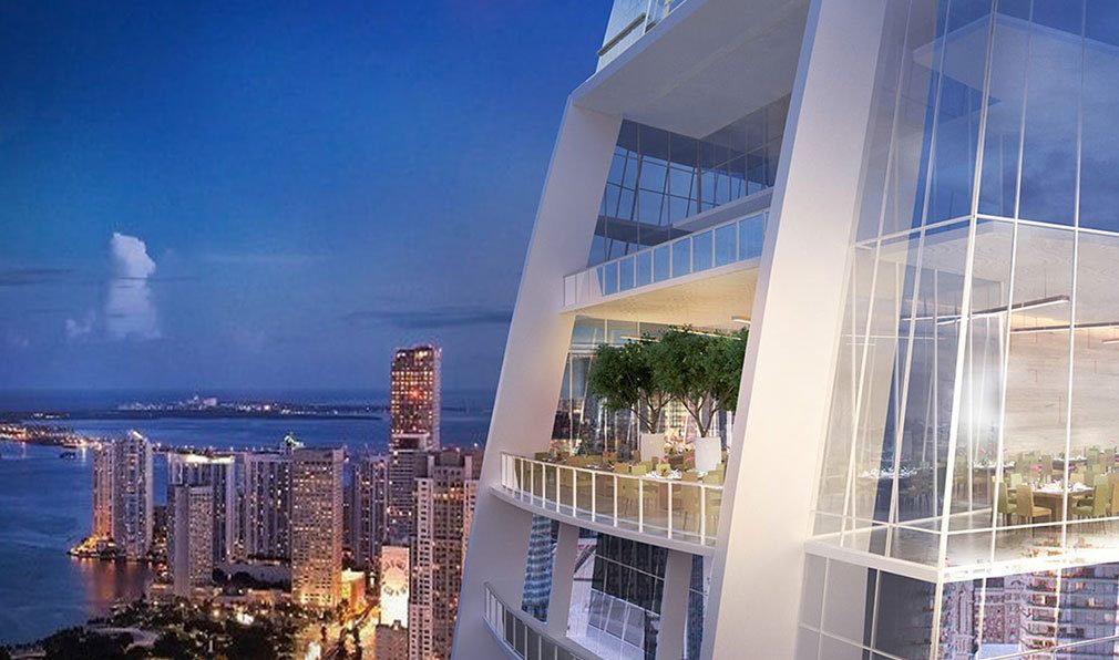 Spectacular Terrace Views from Okan Tower, Luxury Condos in Miami, Florida 33136