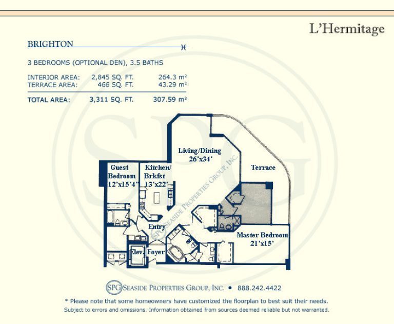 floorplan, brighton, l'hermitage, luxury, oceanfront, condo, florida, 33308
