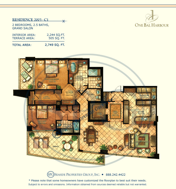 Floorplan 2003 C1 at  One Bal Harbour Condominium