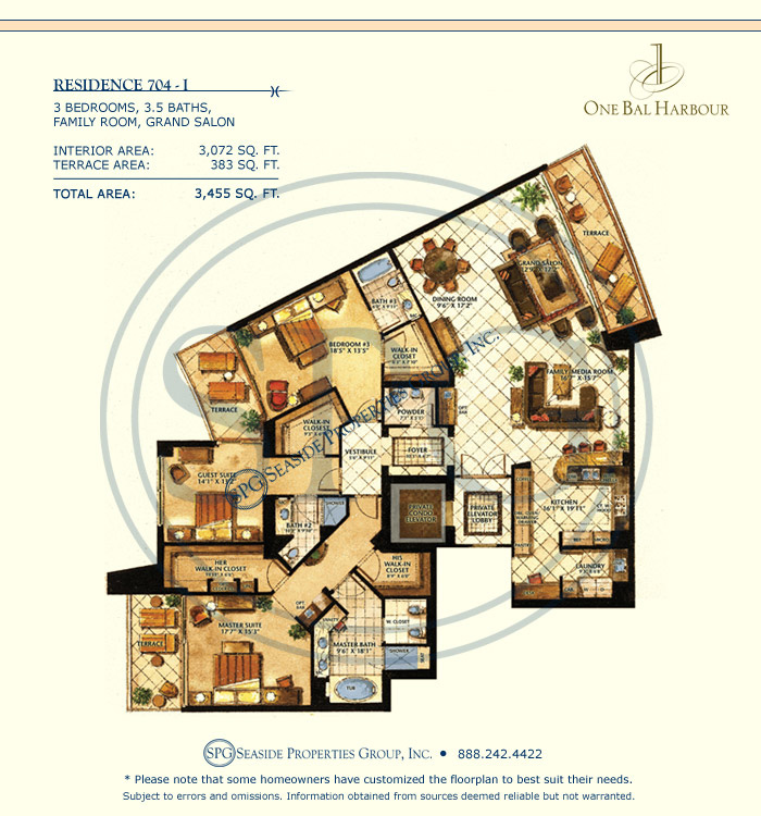 Luxury Residence 704 I at One Bal Harbour Condominium Floorplan 704 I at One Bal Harbour Condominium