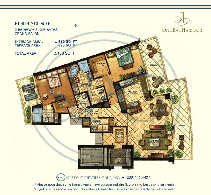 Luxury Residence 902 B at One Bal Harbour Condominium Floorplan 902 B at One Bal Harbour Condominium