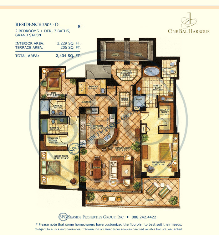 Luxury Residence 2505 D at One Bal Harbour Condominium Floorplan 2505 D at One Bal Harbour Condominium