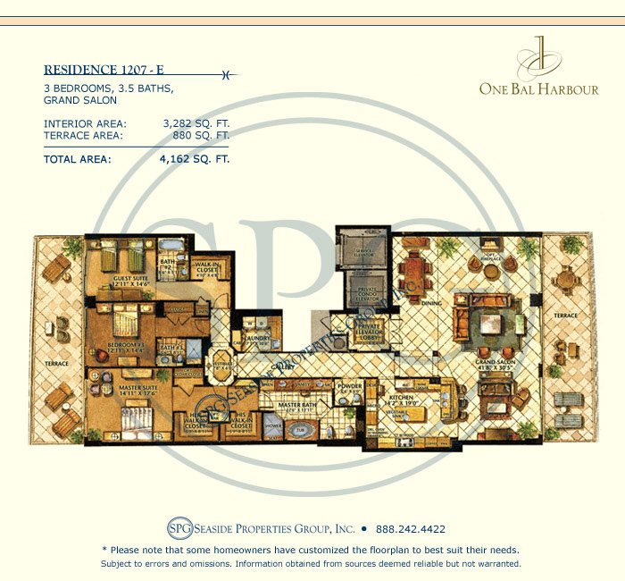 Floorplan 1707 E at  One Bal Harbour Condominium