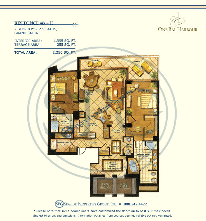 Luxury Residence 406 H at One Bal Harbour Condominium Floorplan 406 H at One Bal Harbour Condominium