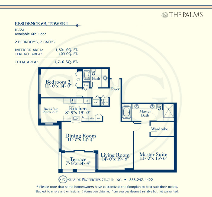 Luxury Residence 6B, Tower I at The Palms Condominium Floorplan 6B, Tower I at The Palms Condominium