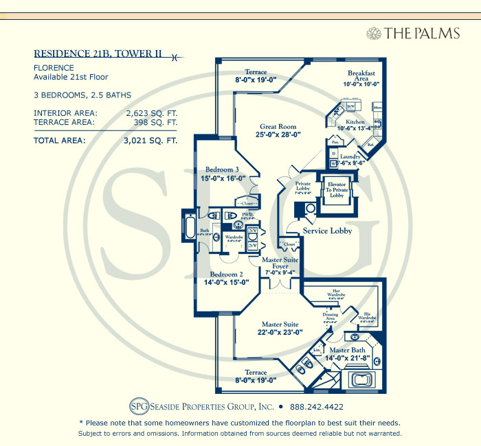 Floorplan 21B, Tower II at  The Palms Condominium