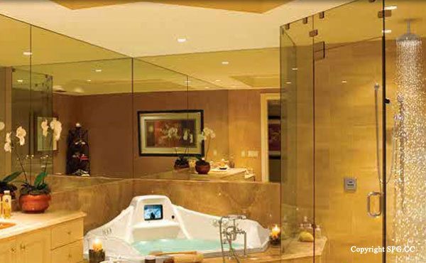 Bathroom at residence 601 Luxuria luxury condo in Boca Raton, Florida