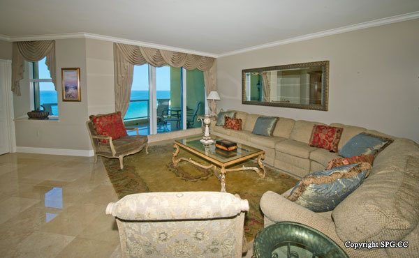 Living Area at Luxury Oceanfront Residence 21A, Tower II, The Palms Condominiums, 2110 North Ocean Boulevard, Fort Lauderdale Beach, Florida 33305, Luxury Seaside Condos 