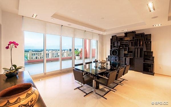 Dining Room with Intracoastal Views in Grand Penthouse 29A, Tower II at The Palms, Luxury Oceanfront Condos in Fort Lauderdale, South Florida 33305