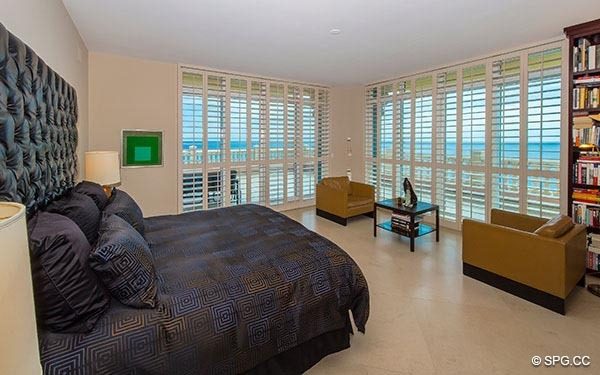 Bedroom with Floor-to-Ceiling Glass in Grand Penthouse 29A, Tower II at The Palms, Luxury Oceanfront Condos in Fort Lauderdale, South Florida 33305