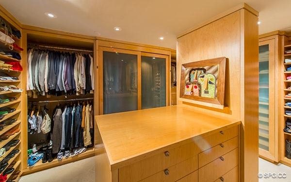 Custom Full Walk-In Closet in Grand Penthouse 29A, Tower II at The Palms, Luxury Oceanfront Condos in Fort Lauderdale, South Florida 33305
