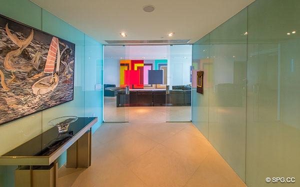Dramatic Entrance into Living Room in Grand Penthouse 29A, Tower II at The Palms, Luxury Oceanfront Condos in Fort Lauderdale, South Florida 33305