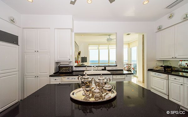 Gourmet Kitchen with State-of-the-Art Appliances Inside Oceanfront Penthouse Residence 2 at L'Hermitage, Fort Lauderdale, Florida 33308