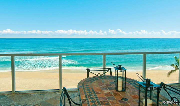 Spectacular Terrace Views from Residence 508 at Bellaria, Luxury Oceanfront Condominiums in Palm Beach, Florida 33480.