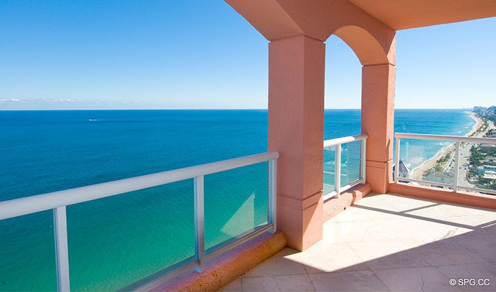 View from Terrace at Luxury Oceanfront Residence 27D, Tower I, The Palms Condominium, 2100 North Ocean Boulevard, Fort Lauderdale Beach, Florida 33305, Luxury Waterfront Properties