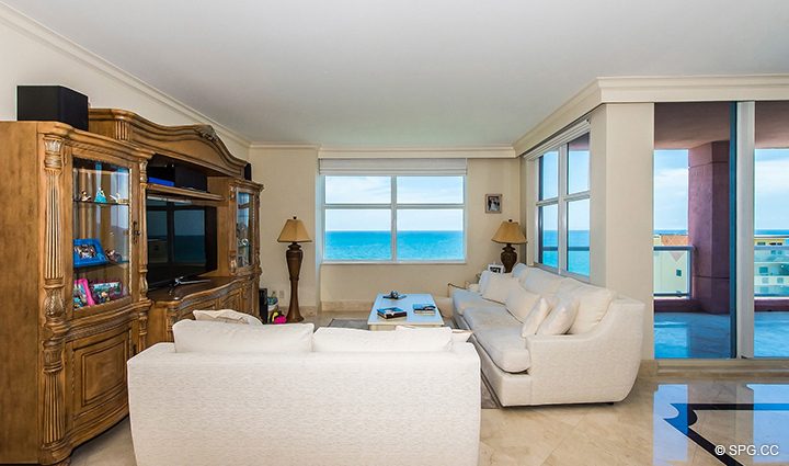 Living Room inside Residence 9F, Tower I at The Palms, Luxury Oceanfront Condominiums Fort Lauderdale, Florida 33305