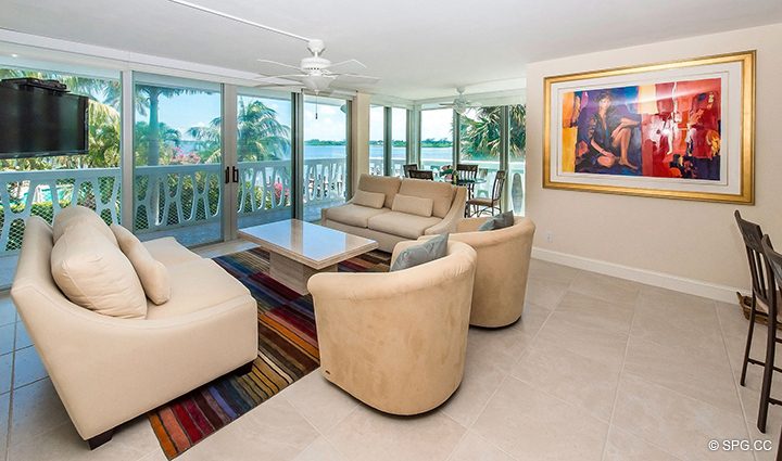 Living Room inside Residence 316 at The President of Palm Beach, Luxury Waterfront Condos in Palm Beach, Florida 33480
