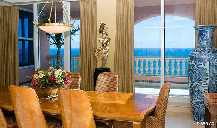 View from Dining Area at Luxury Oceanfront Residence at 25D, Tower II, The Palms Condominium, 2110 North Ocean Boulevard, Fort Lauderdale Beach, Florida 33305, Luxury Seaside Condos, The Palms Tower II