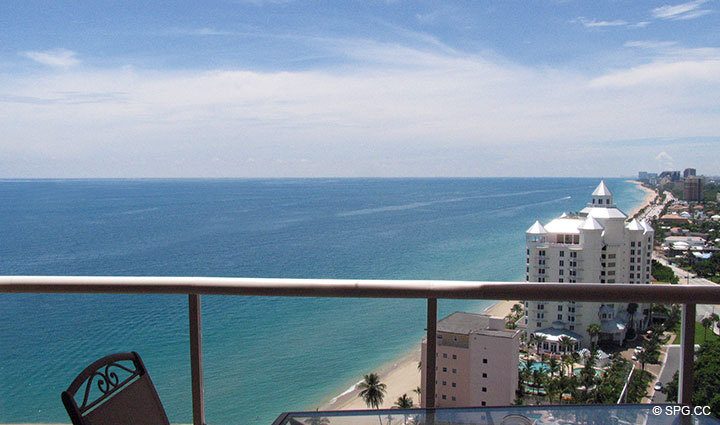Ocean View from Terrace at Luxury Oceanfront Residence 21D, Tower II, The Palms Condominiums, 2110 North Ocean Boulevard, Fort Lauderdale Beach, Florida 33305, Luxury Seaside Condos