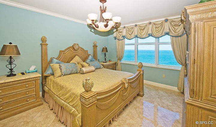 Master Bedroom at Luxury Oceanfront Residence 21A, Tower II, The Palms Condominiums, 2110 North Ocean Boulevard, Fort Lauderdale Beach, Florida 33305, Luxury Seaside Condos 