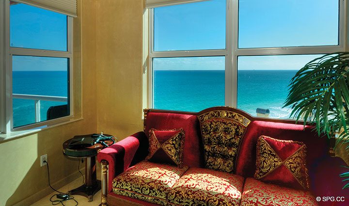 Sitting Area at Luxury Oceanfront Residence 10B, Tower II, The Palms Condominium, 2110 North Ocean Boulevard, Fort Lauderdale Beach, Florida 33305, Luxury Seaside Condos