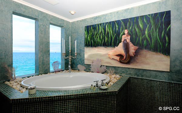 Master Bath Hers at Oceanfront Villa VI, The Palms Luxury Oceanfront Condo, 2130 North Ocean Boulevard, Fort Lauderdale Beach, Florida 33305, Luxury Waterfront Villa