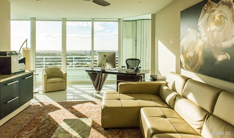 Office inside Residence 18D at Cristelle, Luxury Oceanfront Condominiums in Lauderdale by the Sea, Florida 33062.