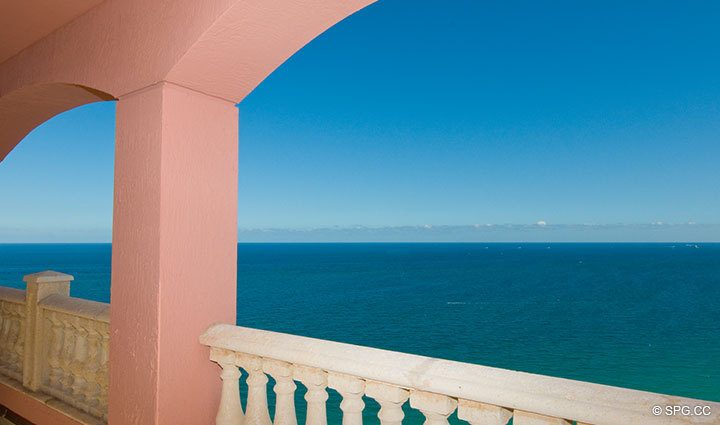 View from Terrace at Luxury Oceanfront Residence at 25D, Tower II, The Palms Condominium, 2110 North Ocean Boulevard, Fort Lauderdale Beach, Florida 33305, Luxury Seaside Condos, Seaside Condos