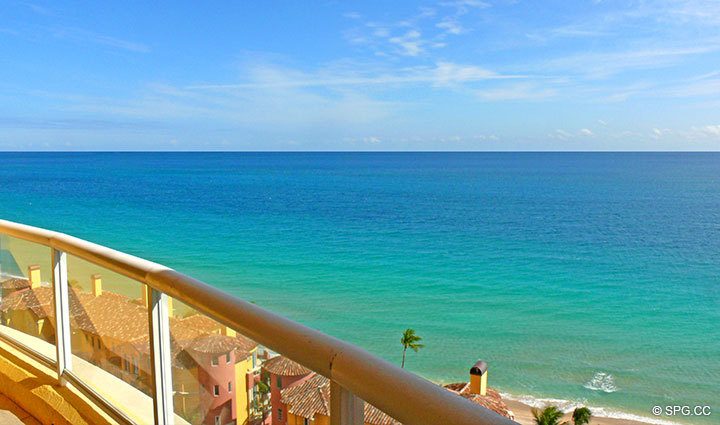 View from Terrace at Luxury Oceanfront Residence 15D, Tower I, The Palms Condominiums, 2100 North Ocean Boulevard, Fort Lauderdale Beach, Florida 33305, Luxury Seaside Condos